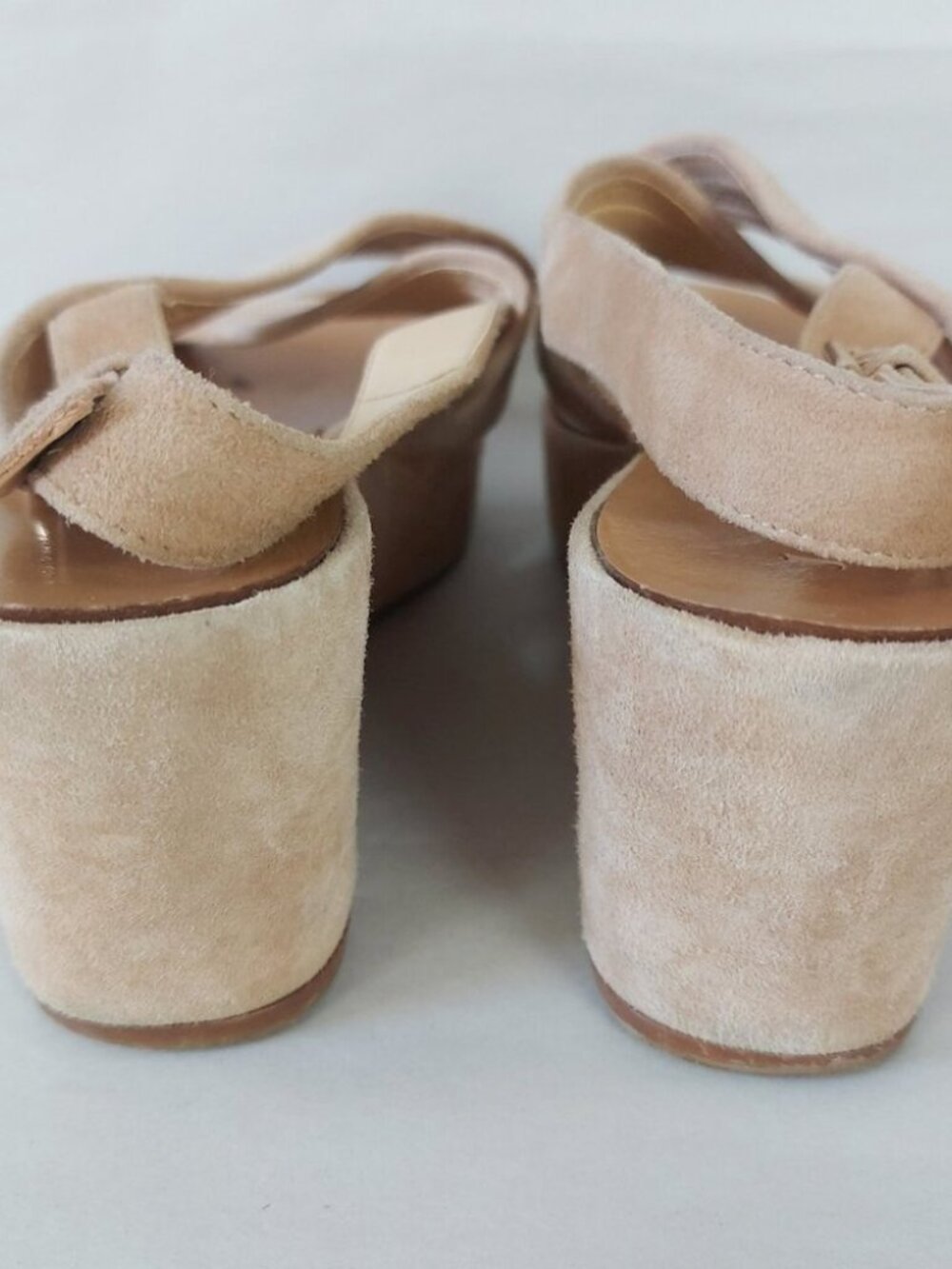 J.Crew Women Darcy Beige Suede Leather Slingback Wedge Sandals Size 8 Comfort - Picture 9 of 14